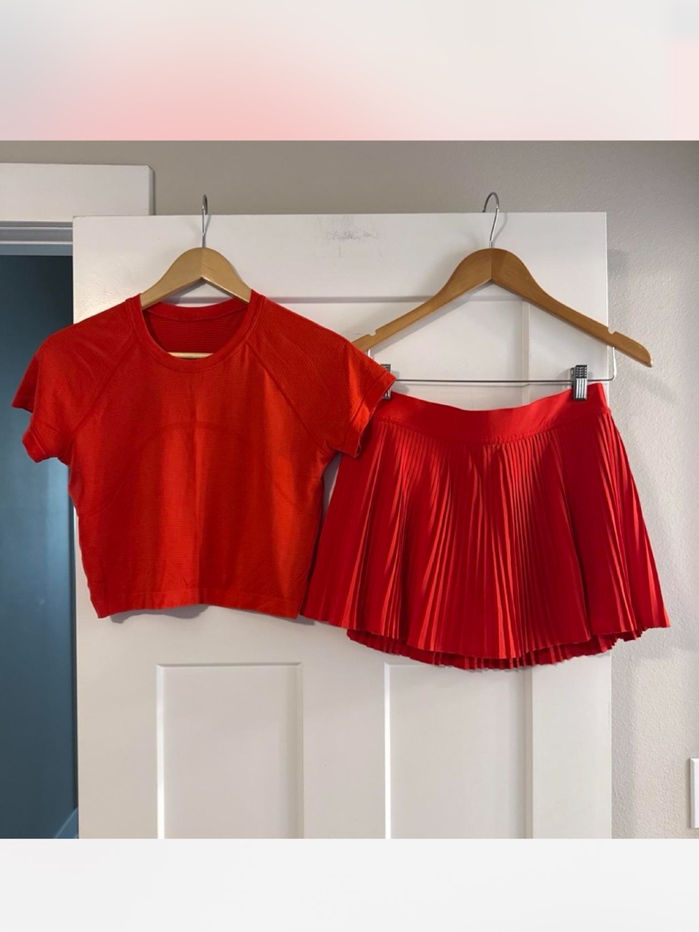 lululemon athletica Red Pleated Skirt Set
